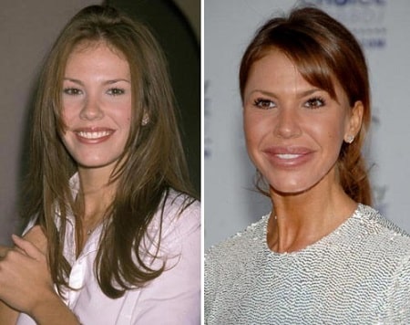 A picture of Nikki Cox before (left) and after (right).